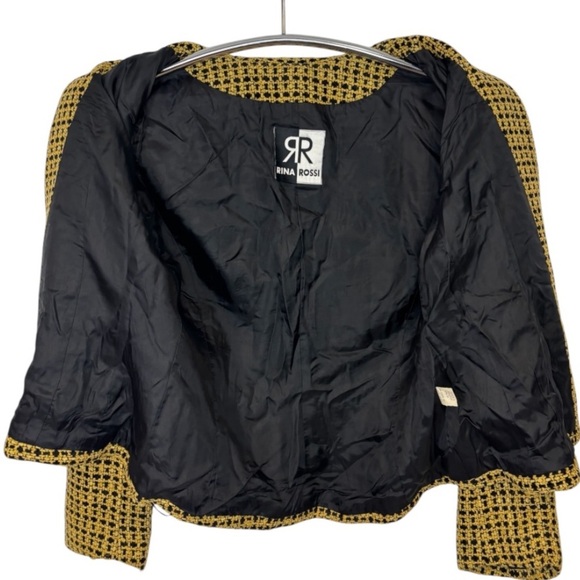 VINTAGE Rina Rossi Women's Black and Gold Tweed Blazer - Picture 11 of 14